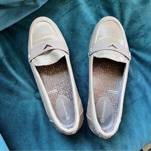 ROCKPORT X ADIDAS JACKIE SNAKEPRINT NEUTRAL PENNY LOAFERS SIZE 7 EUC